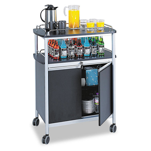 Safco® Mobile Beverage Cart, Plastic, 4 Shelves, 33.5" x 21.75" x 43", Black (SAF8964BL) Each
