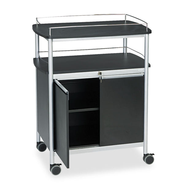 Safco® Mobile Beverage Cart, Plastic, 4 Shelves, 33.5" x 21.75" x 43", Black (SAF8964BL) Each