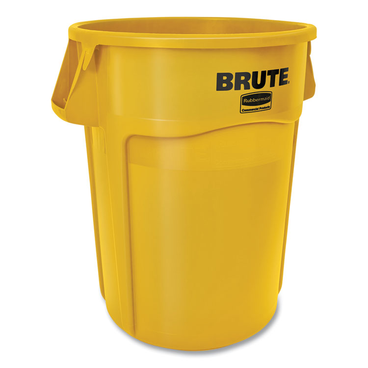 Rubbermaid® Commercial Vented Round Brute Container, 44 gal, Plastic, Yellow (RCP264360YEL)
