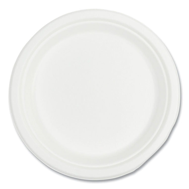 Boardwalk® Bagasse PFAS-Free Dinnerware, Plate, 9" dia, White, 500/Carton (BWKPLATE9NPFA)