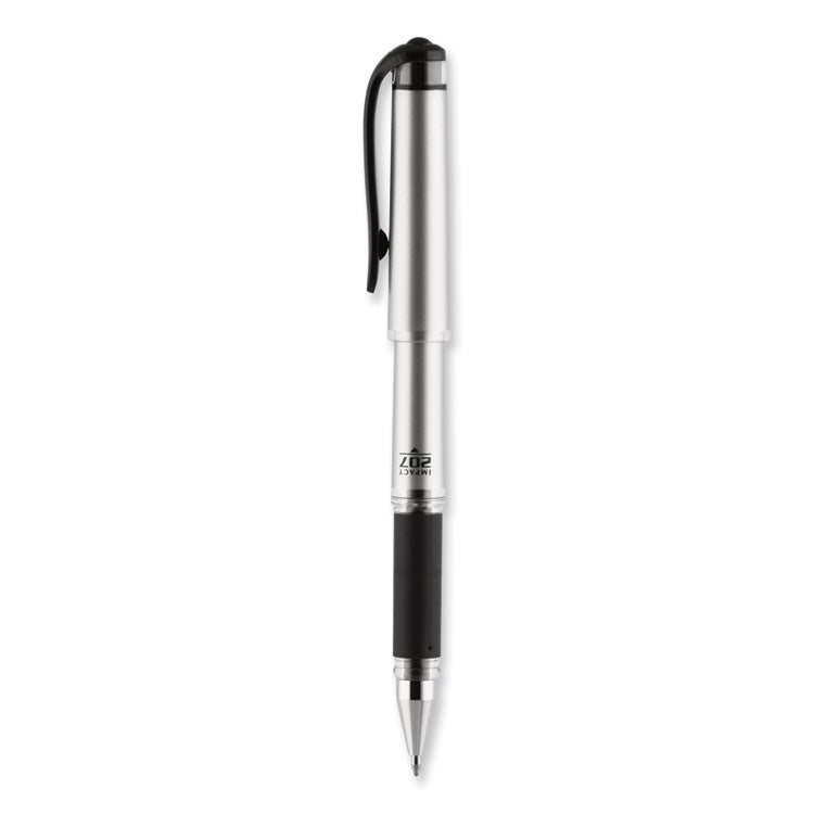207 Impact Gel Pen, Stick, Bold 1 mm, Black Ink, Silver/Black Barrel, Dozen (UBC65800) 1 Dozen