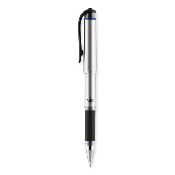 uniball® 207 Impact Gel Pen, Stick, Bold 1 mm, Blue Ink, Silver/Black/Blue Barrel (UBC65801)