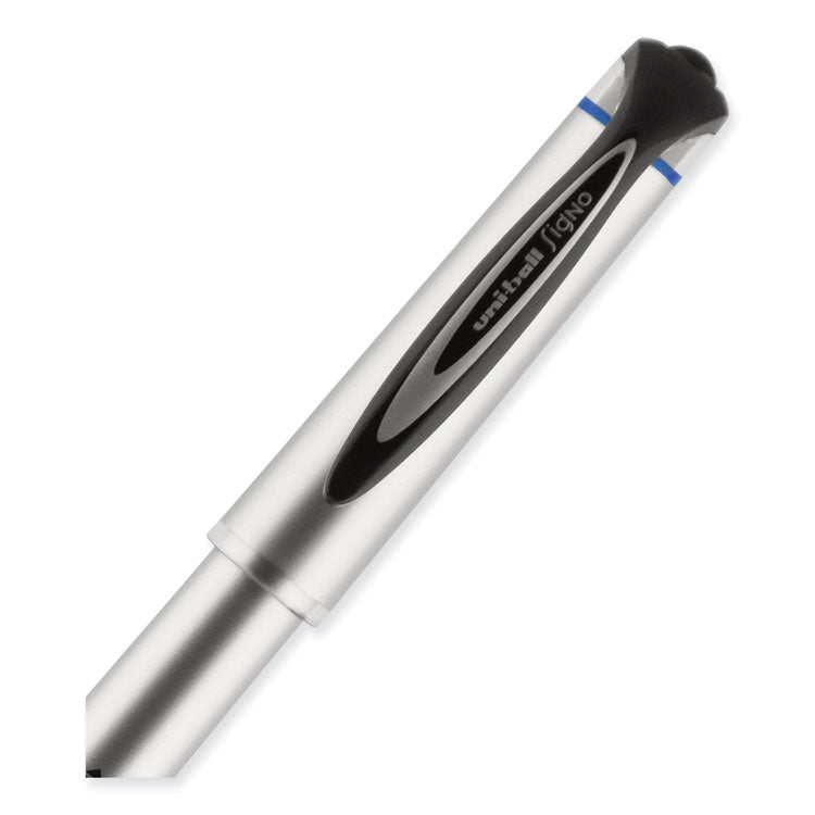 207 Impact Gel Pen, Stick, Bold 1 mm, Blue Ink, Silver/Black/Blue Barrel, Dozen (UBC65801) 1 Dozen