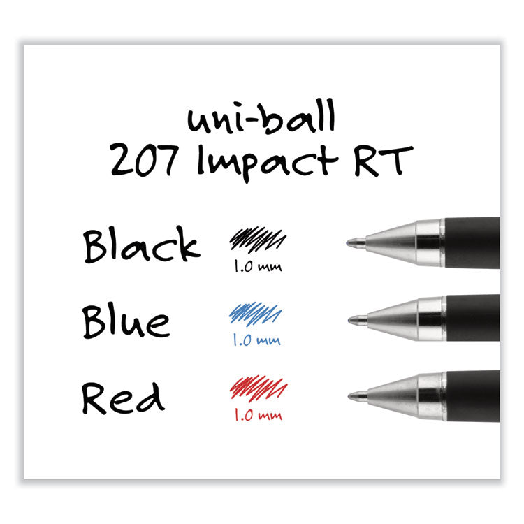 uniball® 207 Impact Gel Pen, Retractable, Bold 1 mm, Black Ink, Black Barrel (UBC65870)