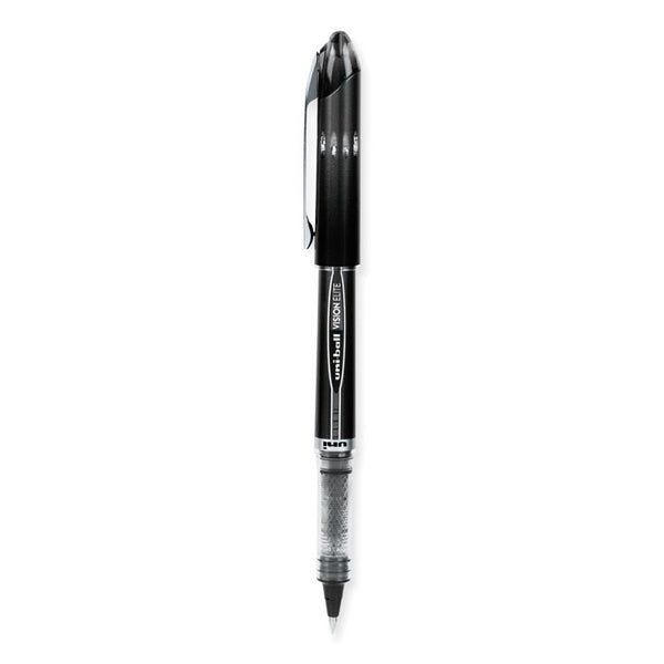 uniball® VISION ELITE Hybrid Gel Pen, Stick, Extra-Fine 0.5 mm, Black Ink, Black/Clear Barrel (UBC69000) Each