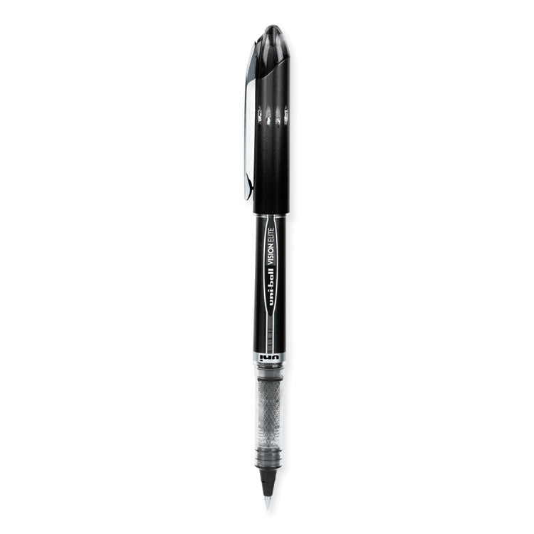 uniball® VISION ELITE Hybrid Gel Pen, Stick, Extra-Fine 0.5 mm, Black Ink, Black/Clear Barrel (UBC69000) Each
