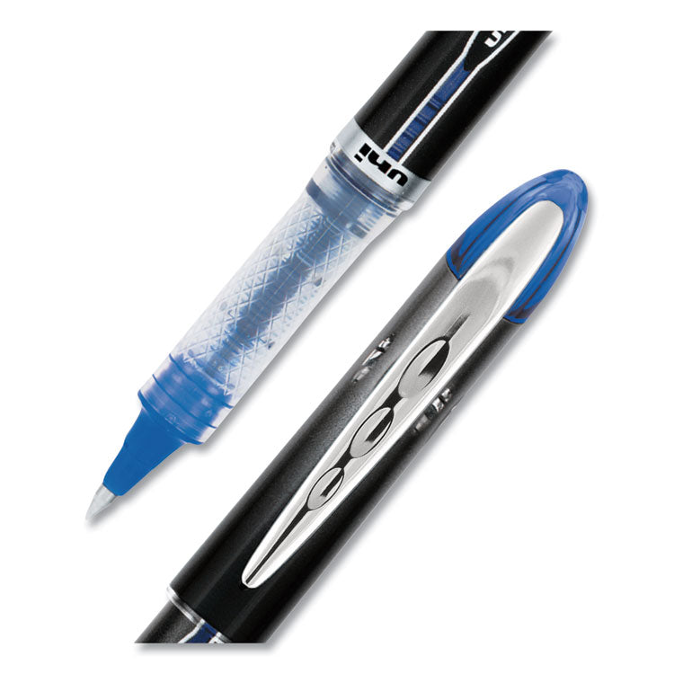 uniball® VISION ELITE Hybrid Gel Pen, Stick, Extra-Fine 0.5 mm, Blue Ink, Black/Blue/Clear Barrel (UBC69021) Each
