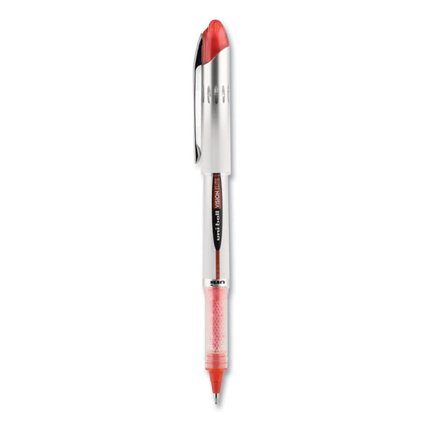 uniball® VISION ELITE Hybrid Gel Pen, Stick, Bold 0.8 mm, Red Ink, White/Red/Clear Barrel (UBC69023) Each