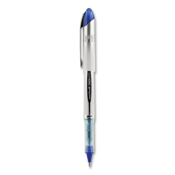 uniball® VISION ELITE Hybrid Gel Pen, Stick, Bold 0.8 mm, Blue Ink, White/Blue/Clear Barrel (UBC69024) Each