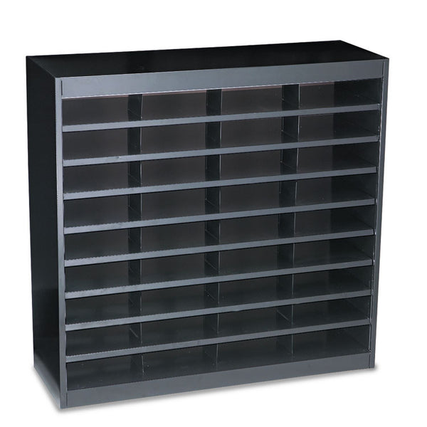 Safco® Steel/Fiberboard E-Z Stor Sorter, 36 Compartments, 37.5 x 12.75 x 36.5, Black (SAF9221BLR)