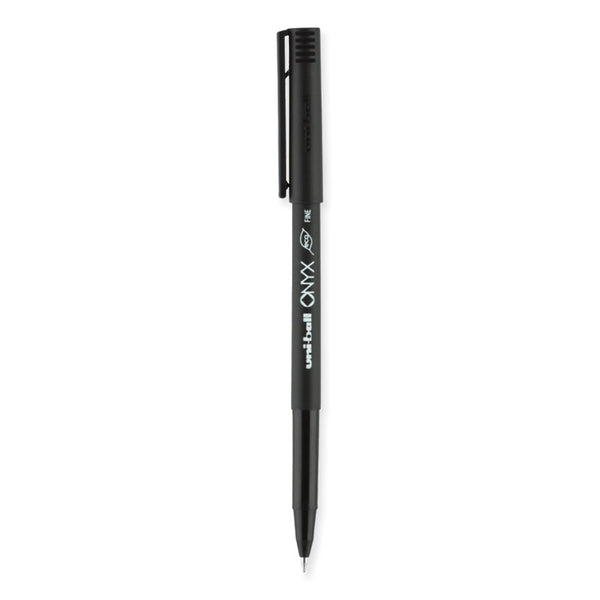 uniball® ONYX Roller Ball Pen, Stick, Fine 0.7 mm, Black Ink, Black Barrel, 72/Pack (UBC2013567) Pack of 72