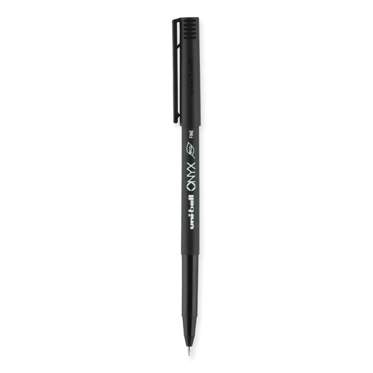 uniball® ONYX Roller Ball Pen, Stick, Fine 0.7 mm, Black Ink, Black Barrel, 72/Pack (UBC2013567) Pack of 72