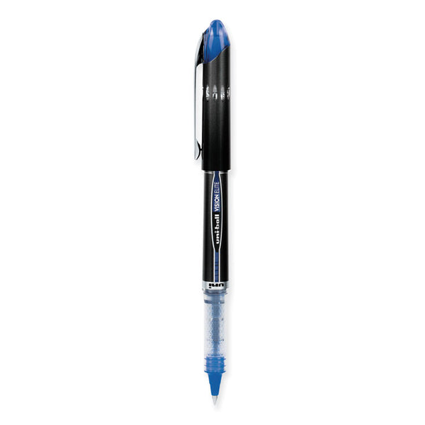 uniball® VISION ELITE Hybrid Gel Pen, Stick, Extra-Fine 0.5 mm, Blue Ink, Black/Blue/Clear Barrel (UBC69021) Each