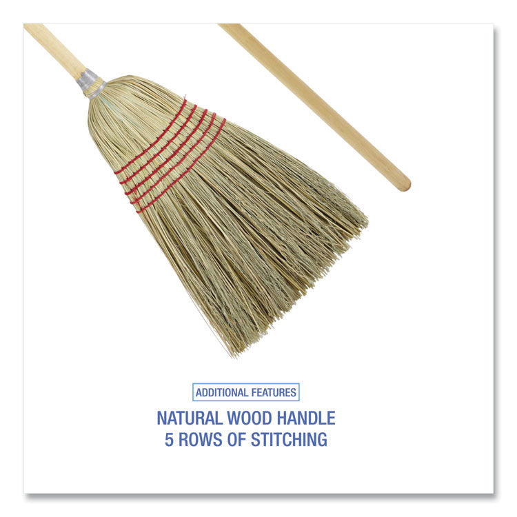 Boardwalk® Parlor Broom, Yucca/Corn Fiber Bristles, 55.5" Overall Length, Natural (BWK926YEA) Each