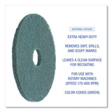 Boardwalk® Heavy-Duty Scrubbing Floor Pads, 16" Diameter, Green, 5/Carton (BWK4016GRE)