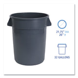 Boardwalk® Round Waste Receptacle, 32 gal, Linear-Low-Density Polyethylene, Gray (BWK32GLWRGRA)