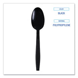 Boardwalk® Heavyweight Wrapped Polypropylene Cutlery, Teaspoon, Black, 1,000/Carton (BWKTSHWPPBIW) Case of 1000