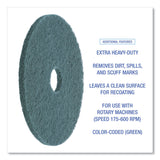 Boardwalk® Heavy-Duty Scrubbing Floor Pads, 17" Diameter, Green, 5/Carton (BWK4017GRE)