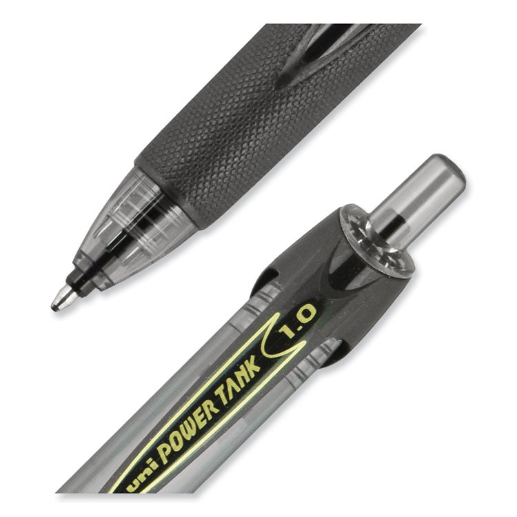 uniball® Power Tank RT Ballpoint Pen, Retractable, Bold 1 mm, Black Ink, Smoke/Black Barrel, Dozen (UBC42070) 1 Dozen
