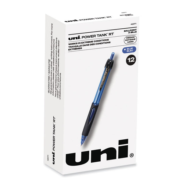 uniball® Power Tank RT Ballpoint Pen, Retractable, Bold 1 mm, Blue Ink, Translucent Blue/Black Barrel, Dozen (UBC42071) 1 Dozen