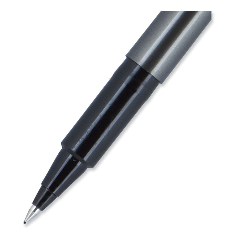 uniball® Deluxe Roller Ball Pen, Stick, Extra-Fine 0.5 mm, Black Ink, Metallic Gray/Black Barrel, Dozen (UBC60025) 1 Dozen