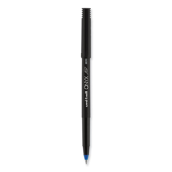 uniball® ONYX Roller Ball Pen, Stick, Extra-Fine 0.5 mm, Blue Ink, Black/Blue Barrel, Dozen (UBC60041) 1 Dozen