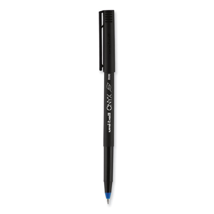uniball® ONYX Roller Ball Pen, Stick, Extra-Fine 0.5 mm, Blue Ink, Black/Blue Barrel, Dozen (UBC60041) 1 Dozen
