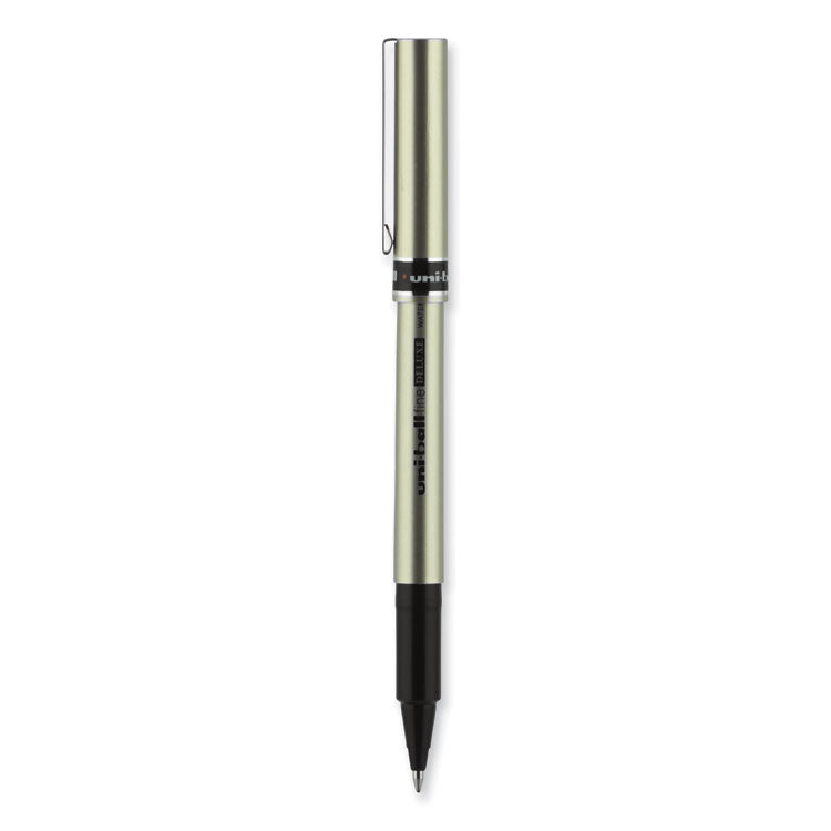 uniball® Deluxe Roller Ball Pen, Stick, Fine 0.7 mm, Black Ink, Champagne/Black Barrel, Dozen (UBC60052) 1 Dozen