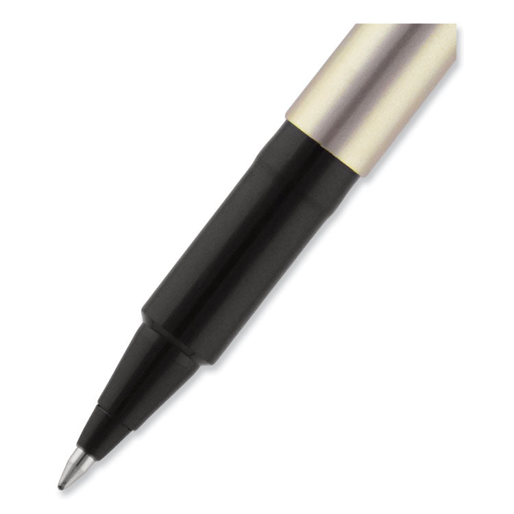 uniball® Deluxe Roller Ball Pen, Stick, Fine 0.7 mm, Black Ink, Champagne/Black Barrel, Dozen (UBC60052) 1 Dozen