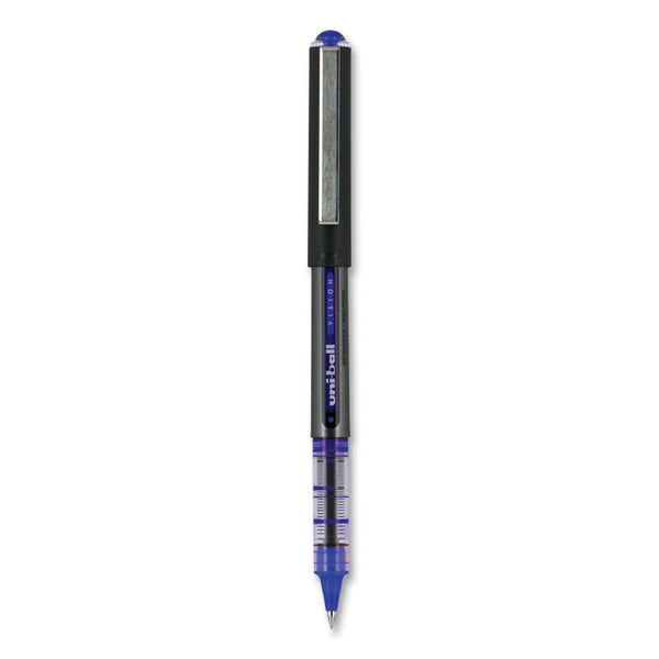 uniball® VISION Roller Ball Pen, Stick, Extra-Fine 0.5 mm, Blue Ink, Gray/Blue/Clear Barrel, Dozen (UBC60108) 1 Dozen