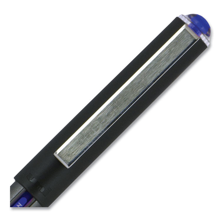 uniball® VISION Roller Ball Pen, Stick, Extra-Fine 0.5 mm, Blue Ink, Gray/Blue/Clear Barrel, Dozen (UBC60108) 1 Dozen