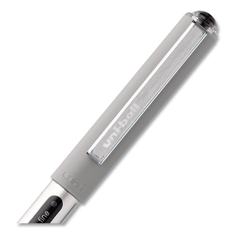 uniball® VISION Roller Ball Pen, Stick, Fine 0.7 mm, Black Ink, Silver/Black/Clear Barrel, Dozen (UBC60126) 1 Dozen