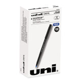 uniball® ONYX Roller Ball Pen, Stick, Fine 0.7 mm, Blue Ink, Black/Blue Barrel, Dozen (UBC60145)