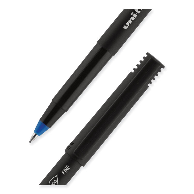 uniball® ONYX Roller Ball Pen, Stick, Fine 0.7 mm, Blue Ink, Black/Blue Barrel, Dozen (UBC60145) 1 Dozen