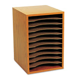 Safco® Wood Vertical Desktop Sorter, 11 Compartments, 10.63 x 11.88 x 16, Medium Oak (SAF9419MO)