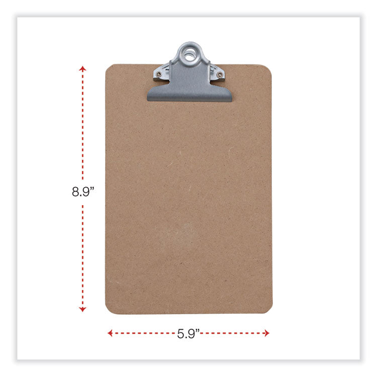 Universal® Hardboard Clipboard, 0.75" Clip Capacity, Holds 5 x 8 Sheets, Brown, 3/Pack (UNV05610VP) Pack of 3
