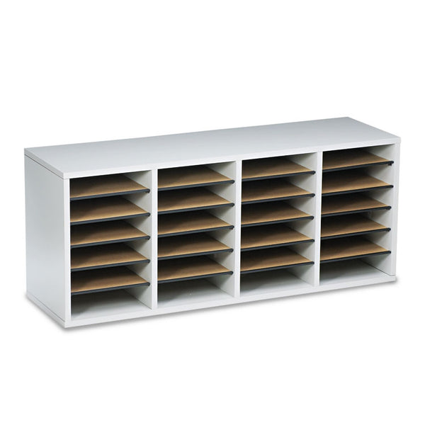 Safco® Wood/Laminate Literature Sorter, 24 Compartments, 39.25 x 11.75 x 16.38, Gray (SAF9423GR)