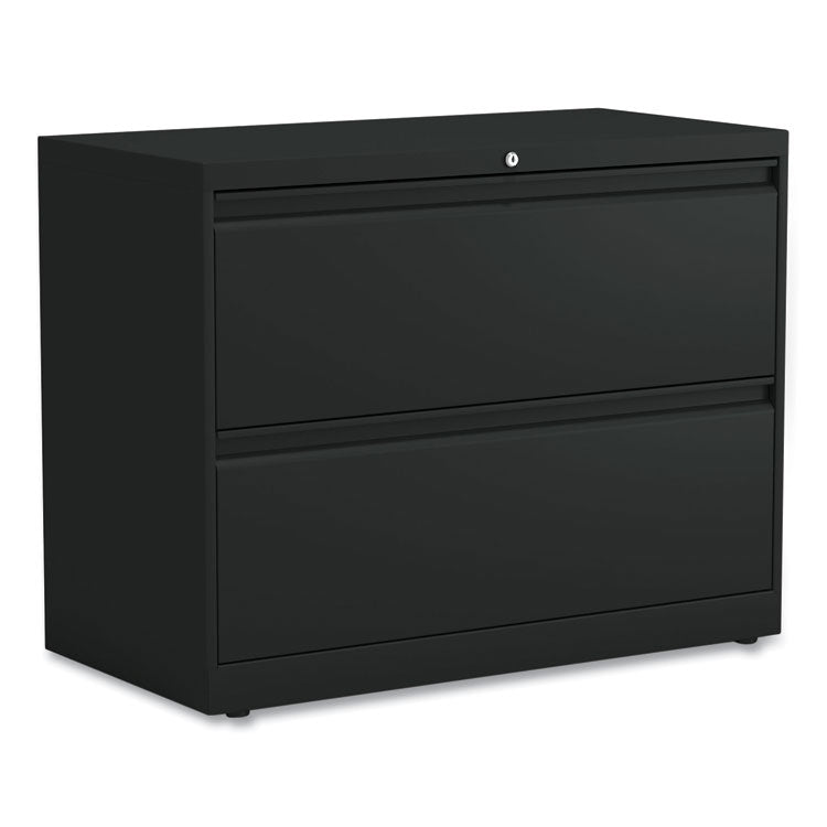 Alera® Lateral File, 2 Legal/Letter-Size File Drawers, Black, 36" x 18.63" x 28" (ALEHLF3629BL)