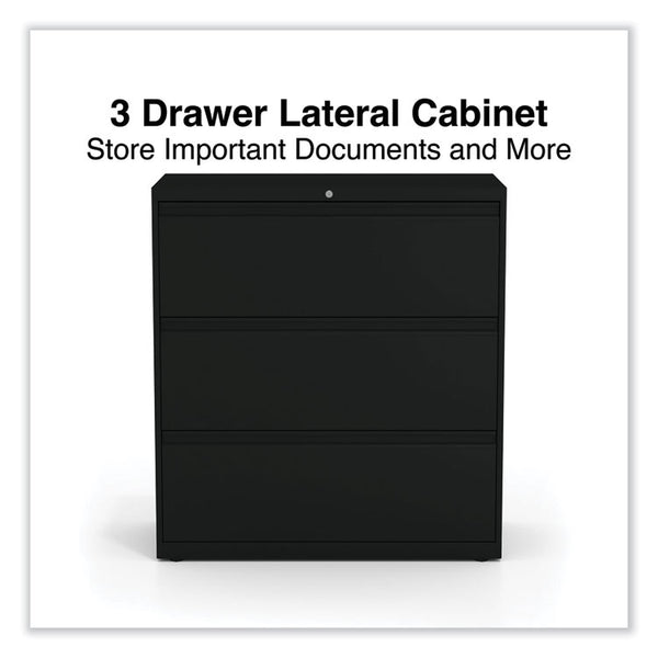 Alera® Lateral File, 3 Legal/Letter/A4/A5-Size File Drawers, Black, 36" x 18.63" x 40.25" (ALEHLF3641BL)