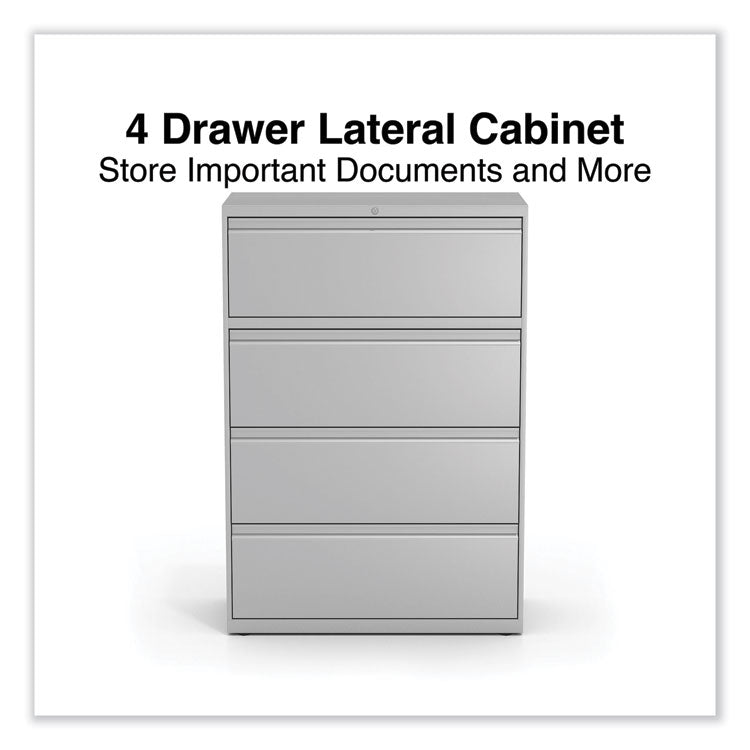 Alera® Lateral File, 4 Legal/Letter-Size File Drawers, Light Gray, 36" x 18.63" x 52.5" (ALEHLF3654LG)