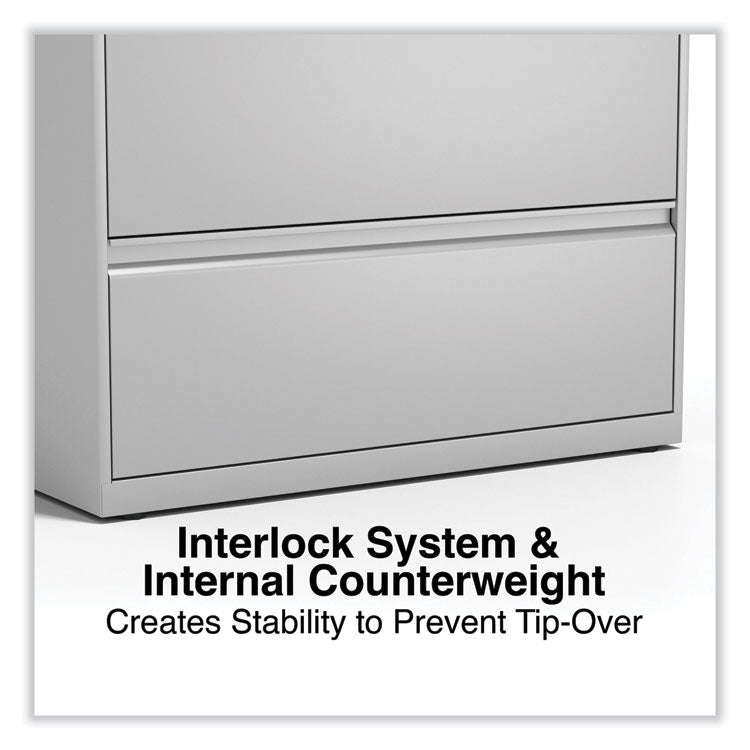 Alera® Lateral File, 4 Legal/Letter-Size File Drawers, Light Gray, 36" x 18.63" x 52.5" (ALEHLF3654LG)