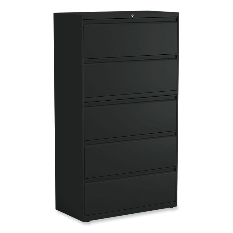 Alera® Lateral File, 5 Legal/Letter/A4/A5-Size File Drawers, Black, 36" x 18.63" x 67.63" (ALEHLF3667BL) Each