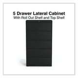 Alera® Lateral File, 5 Legal/Letter/A4/A5-Size File Drawers, Black, 36" x 18.63" x 67.63" (ALEHLF3667BL) Each