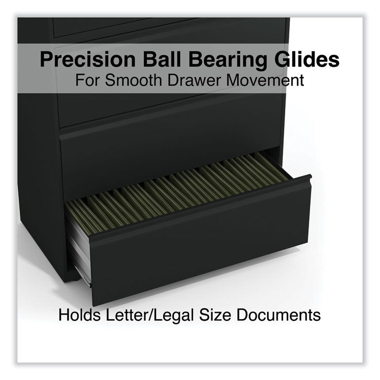 Alera® Lateral File, 5 Legal/Letter/A4/A5-Size File Drawers, Black, 36" x 18.63" x 67.63" (ALEHLF3667BL) Each