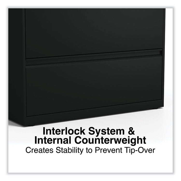 Alera® Lateral File, 5 Legal/Letter/A4/A5-Size File Drawers, Black, 36" x 18.63" x 67.63" (ALEHLF3667BL) Each