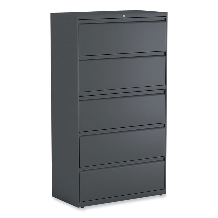 Alera® Lateral File, 5 Legal/Letter/A4/A5-Size File Drawers, Charcoal, 36" x 18.63" x 67.63" (ALEHLF3667CC)