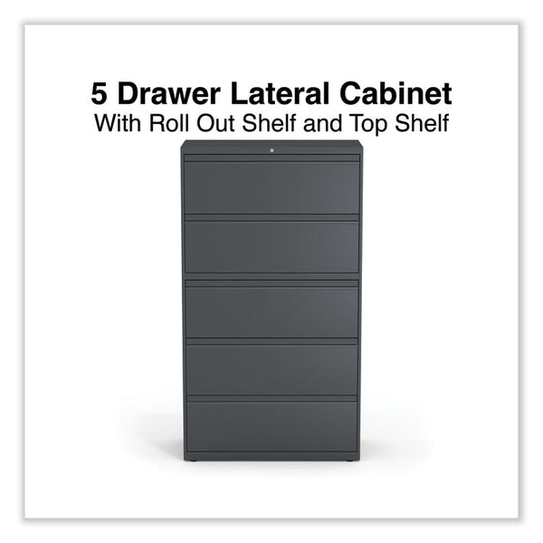 Alera® Lateral File, 5 Legal/Letter/A4/A5-Size File Drawers, Charcoal, 36" x 18.63" x 67.63" (ALEHLF3667CC)