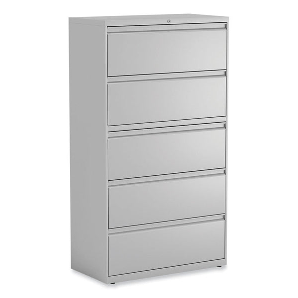 Alera® Lateral File, 5 Legal/Letter/A4/A5-Size File Drawers, Light Gray, 36" x 18.63" x 67.63" (ALEHLF3667LG)