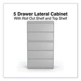 Alera® Lateral File, 5 Legal/Letter/A4/A5-Size File Drawers, Light Gray, 36" x 18.63" x 67.63" (ALEHLF3667LG) Each