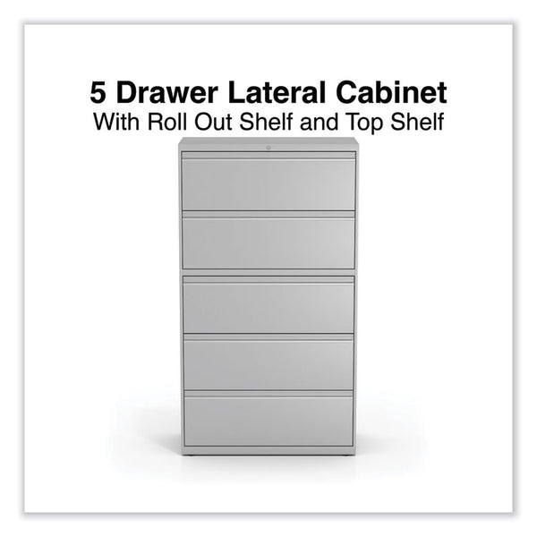 Alera® Lateral File, 5 Legal/Letter/A4/A5-Size File Drawers, Light Gray, 36" x 18.63" x 67.63" (ALEHLF3667LG)